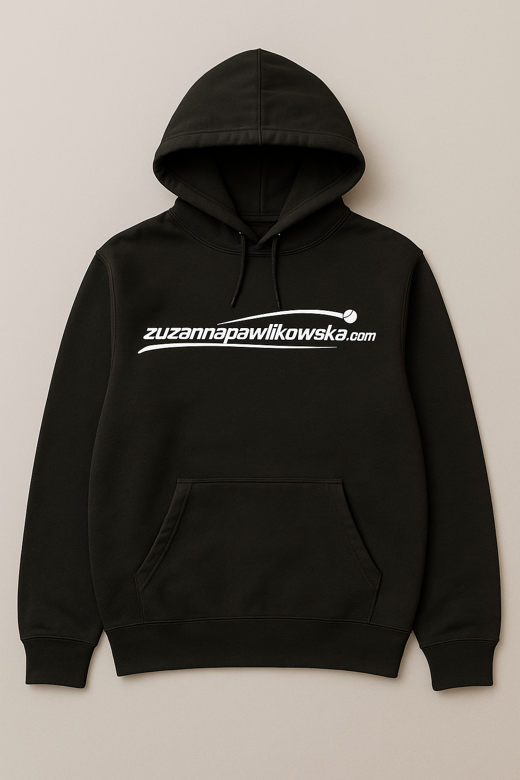 Bluza z kapturem — czarna z logo zuzannapawlikowska.com